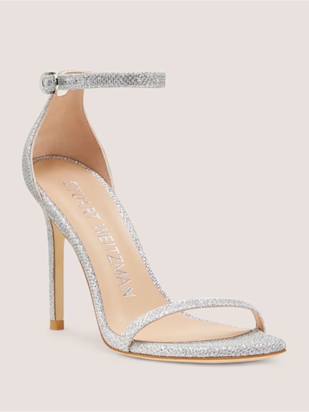 Nudistcurve 100 Sandal in Crystal Size 6B- silver glitter